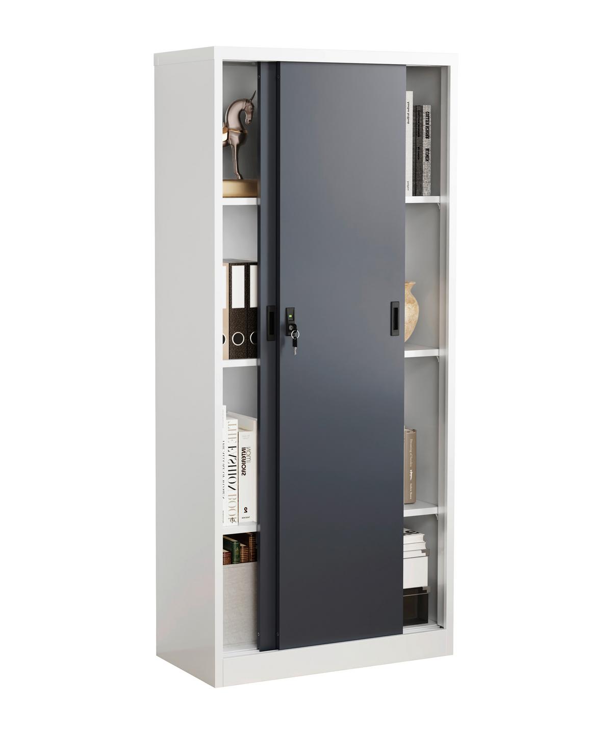 Aktenschrank Malivo Weiß/Anthrazit B: 80cm - Anthrazit/Weiß, KONVENTIONELL, Metall (80/180/40cm) - MID.YOU