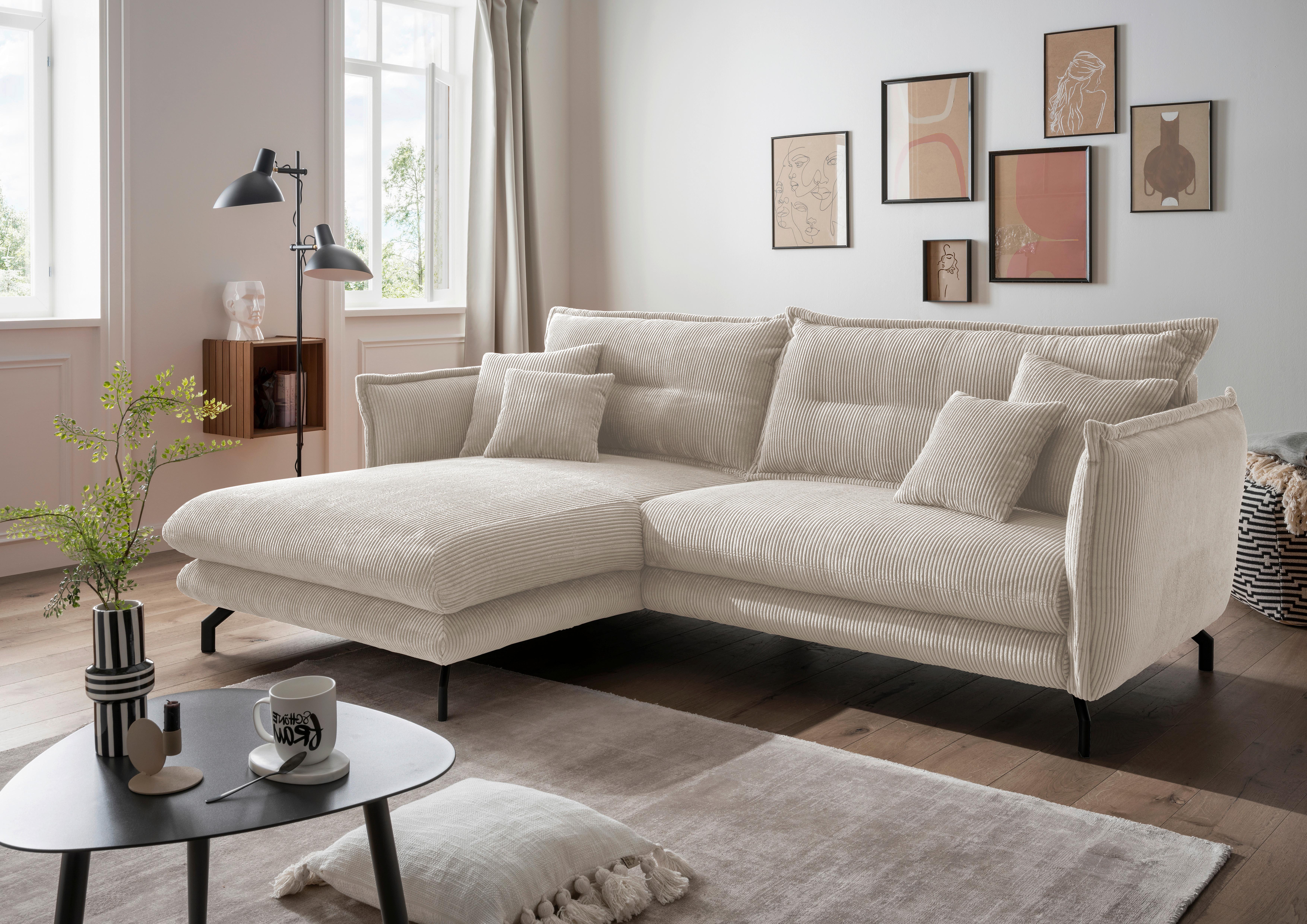 Ecksofa Lava Beige S: 180/255 cm - Beige/Schwarz, MODERN, Textil (180/255cm) - Livetastic