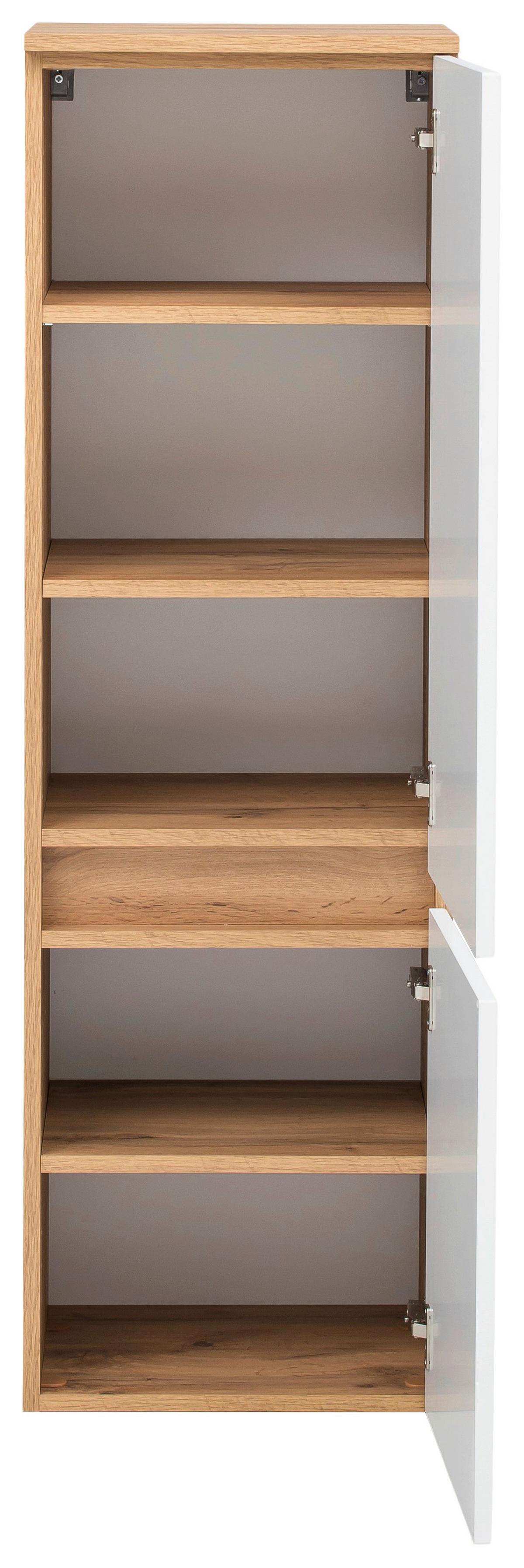 Midischrank Kopenhagen B: 40 Cm Weiß/eiche Dekor - Eichefarben/Silberfarben, KONVENTIONELL, Holzwerkstoff (40/130/35cm) - Held