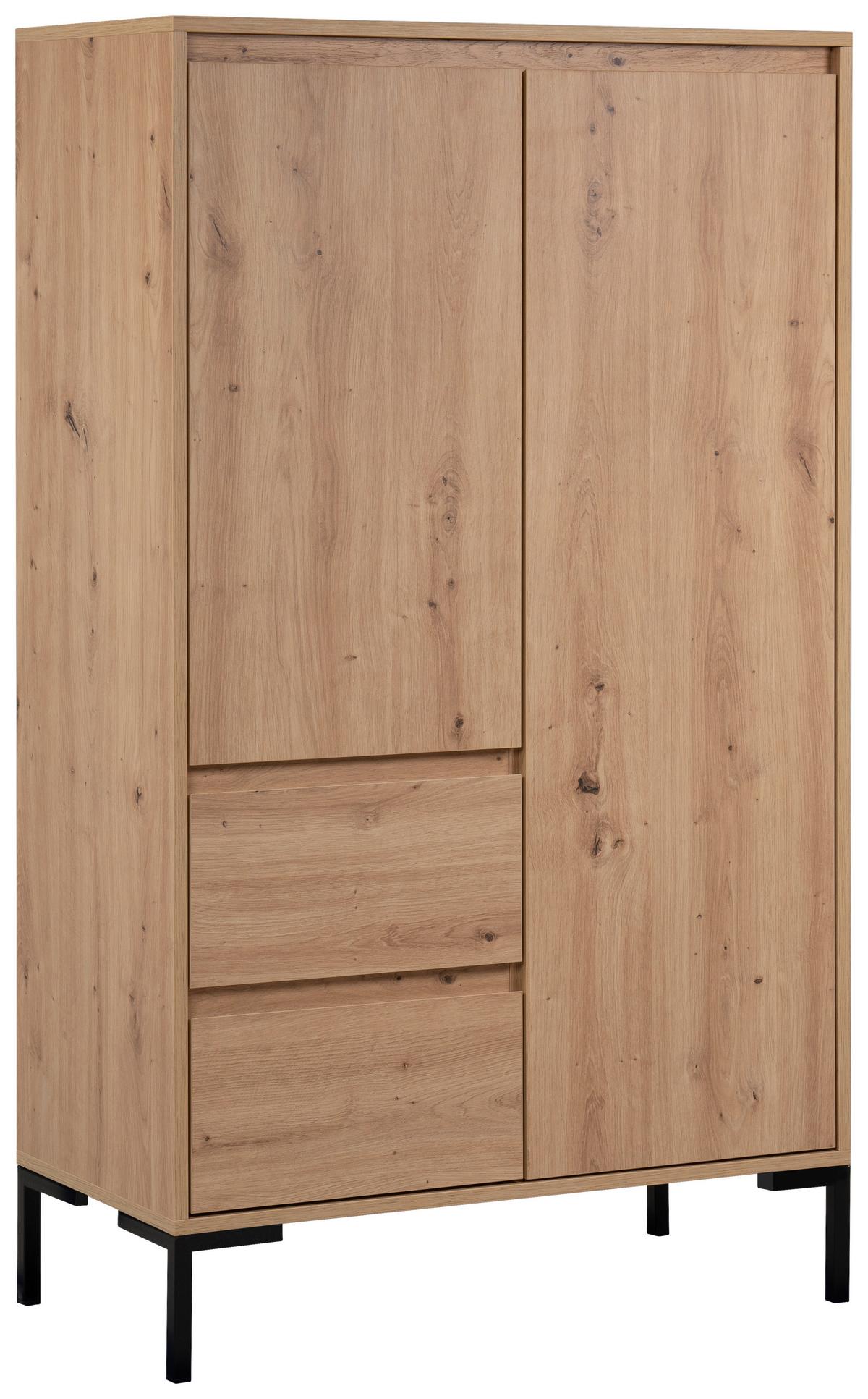 Highboard 81cm Korsika Eiche Artisan Dekor - Schwarz/Eiche Artisan, Design, Holzwerkstoff (81/139/40cm) - MID.YOU