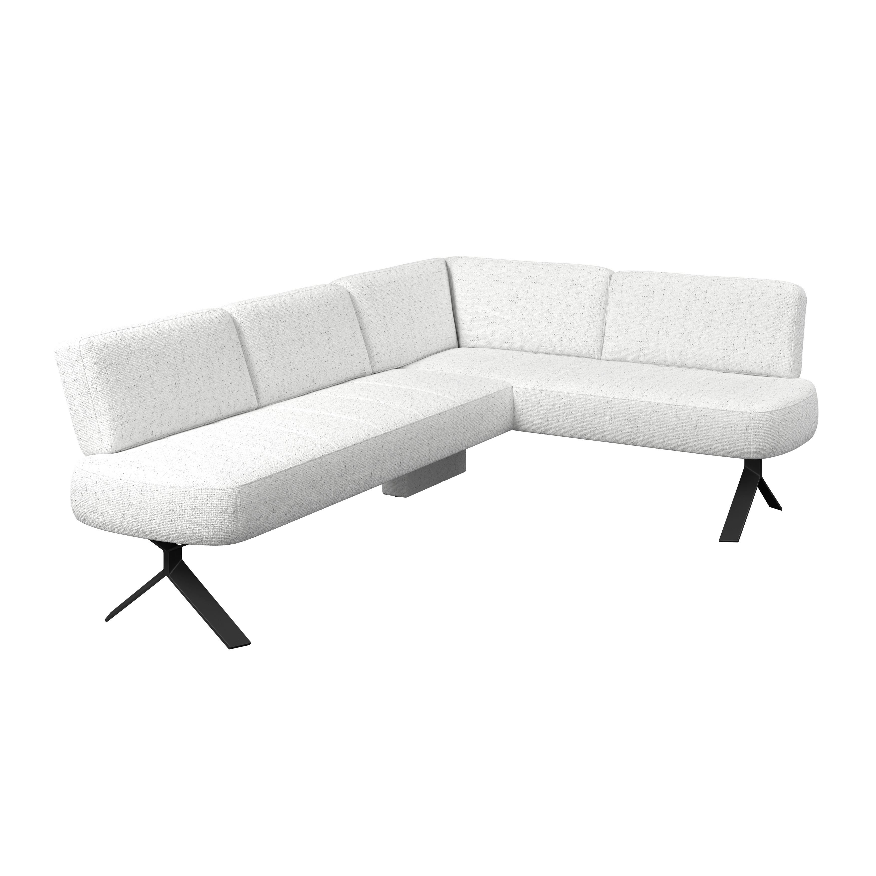 Eckbank weiß/Metallbeine Ulmo 248x176 cm