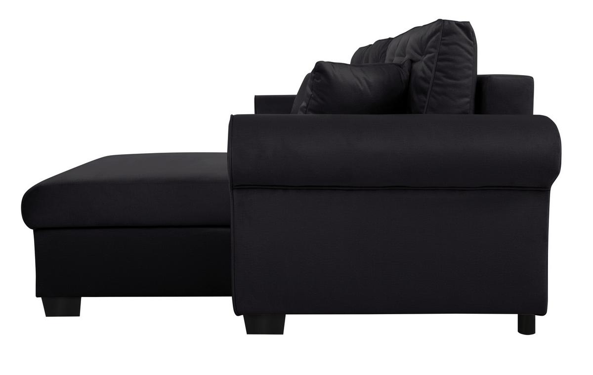 Ecksofa Arles Schwarz 25 S: 266x161 Cm - Buchefarben/Schwarz, Design, Textil (266/161cm) - MID.YOU