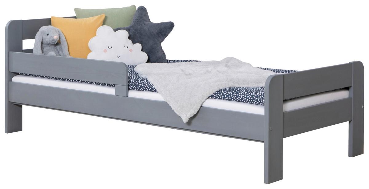 Bett Bennet Hellgrau inkl. Matratze, Rollrost, 90x200 cm - Hellgrau, MODERN, Holz/Textil (90/200cm) - MID.YOU