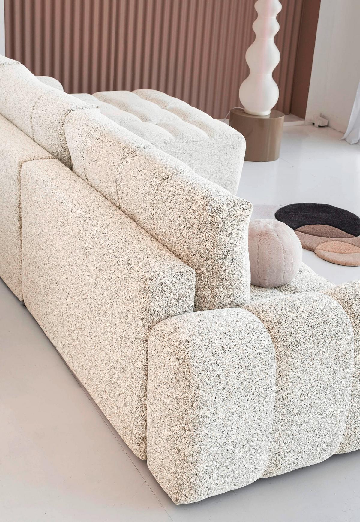 Ecksofa Lulu Beige S: 268x184cm - Beige/Schwarz, Design, Textil (268/184cm) - MID.YOU