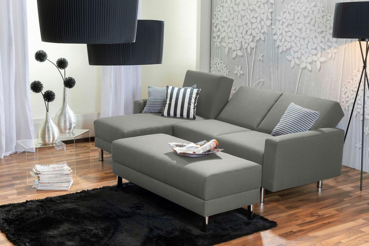 Ecksofa mit Schlaffunktion Just Fashion Hellgrau - Chromfarben/Hellgrau, KONVENTIONELL, Textil (152/230cm) - Max Winzer