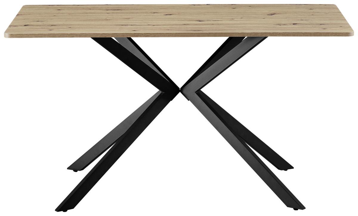 Esstisch Nils 140 Eiche Artisan Dekor, B: 140cm - Eichefarben/Schwarz, Trend, Holzwerkstoff/Metall (140/80/76cm)