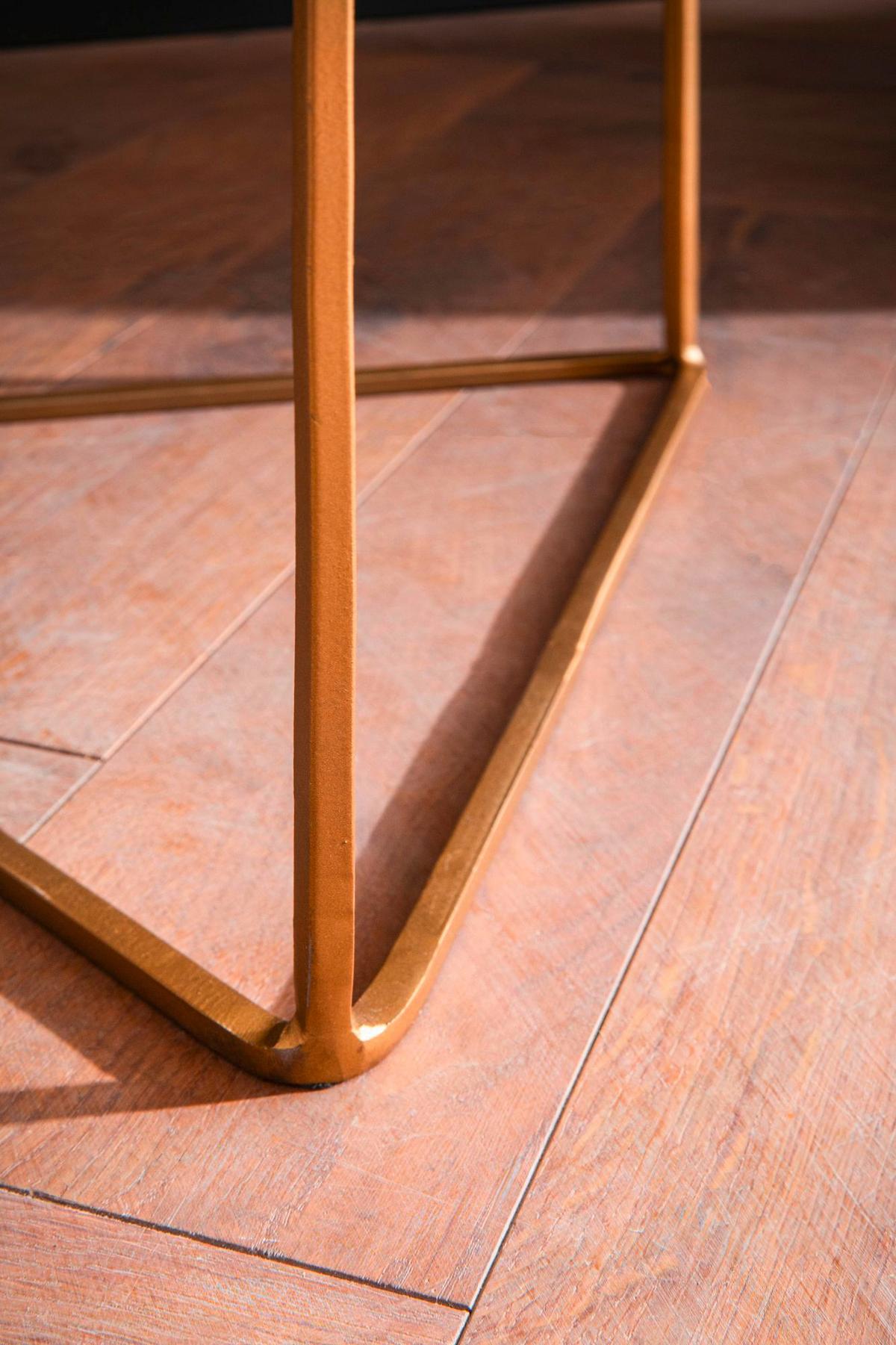 Beistelltisch Grün, Goldfarben L: 37 cm - Goldfarben/Grün, Design, Stein/Metall (37/37/53cm) - Livetastic