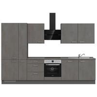 Kuchynská linka 330 cm, bridl.šedý betón/bridl.šedá - farba ušľachtilej ocele/bridlicová, Modern, kov/kompozitné drevo (330cm) - Nobilia