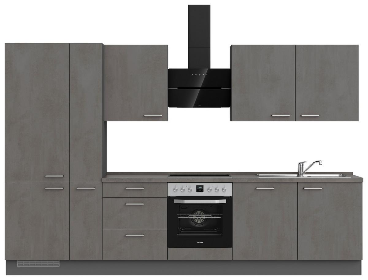 Kuchynská linka 330 cm, bridl.šedý betón/bridl.šedá - farba ušľachtilej ocele/bridlicová, Modern, kov/kompozitné drevo (330cm) - Nobilia