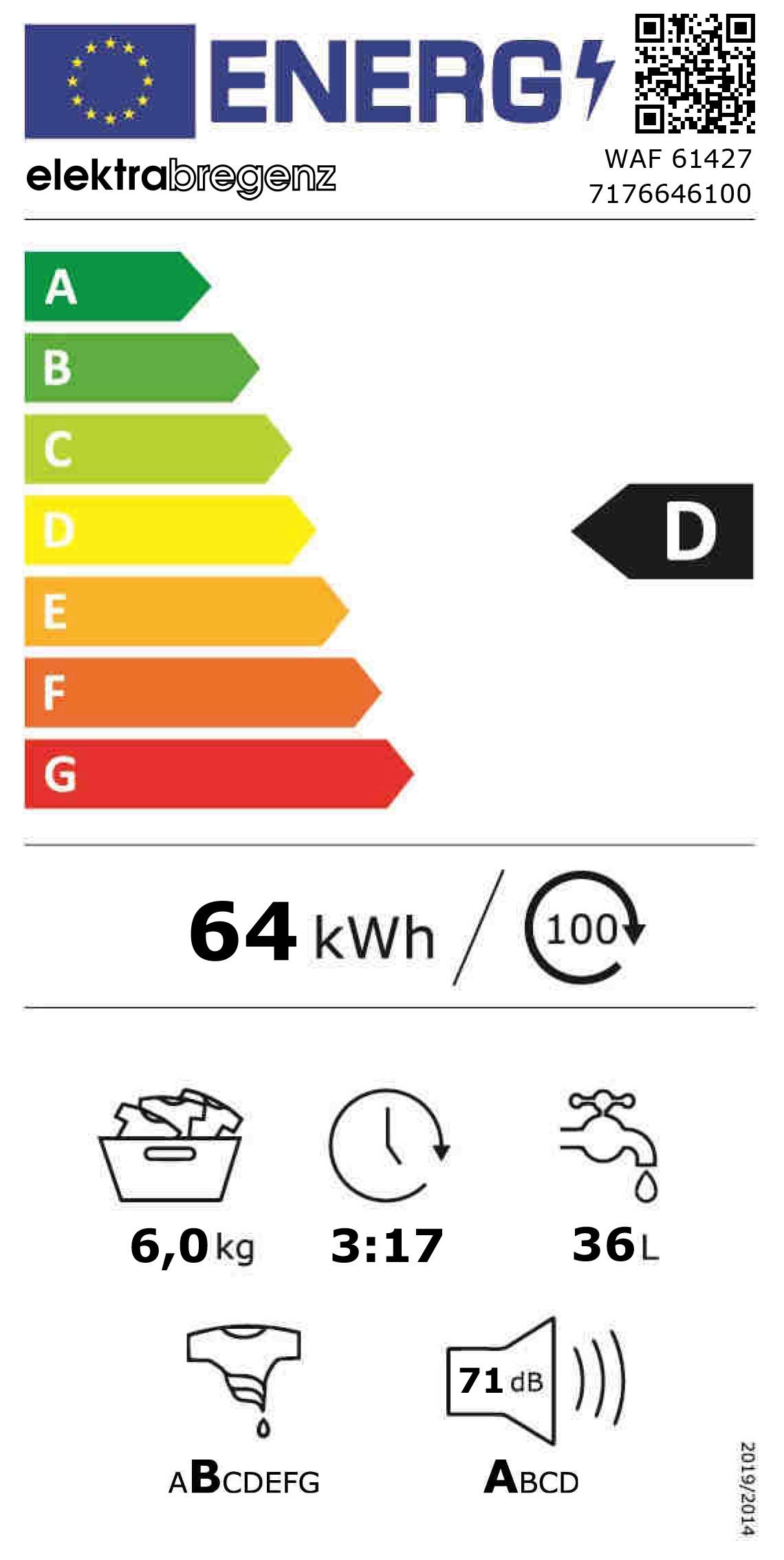 Waschmaschine Waf 61427 6kg 1400 U/Min mit Dampffunktion - Weiß, Basics, Metall (60/84/49cm) - Elektra Bregenz