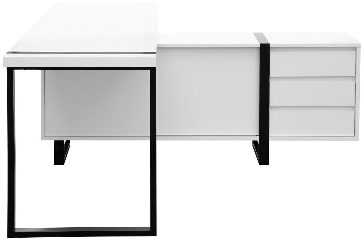 Eckschreibtisch Ray Schwarz/Weiß L: 160 cm - Schwarz/Weiß, MODERN, Holzwerkstoff/Metall (160/160/76cm) - Livetastic