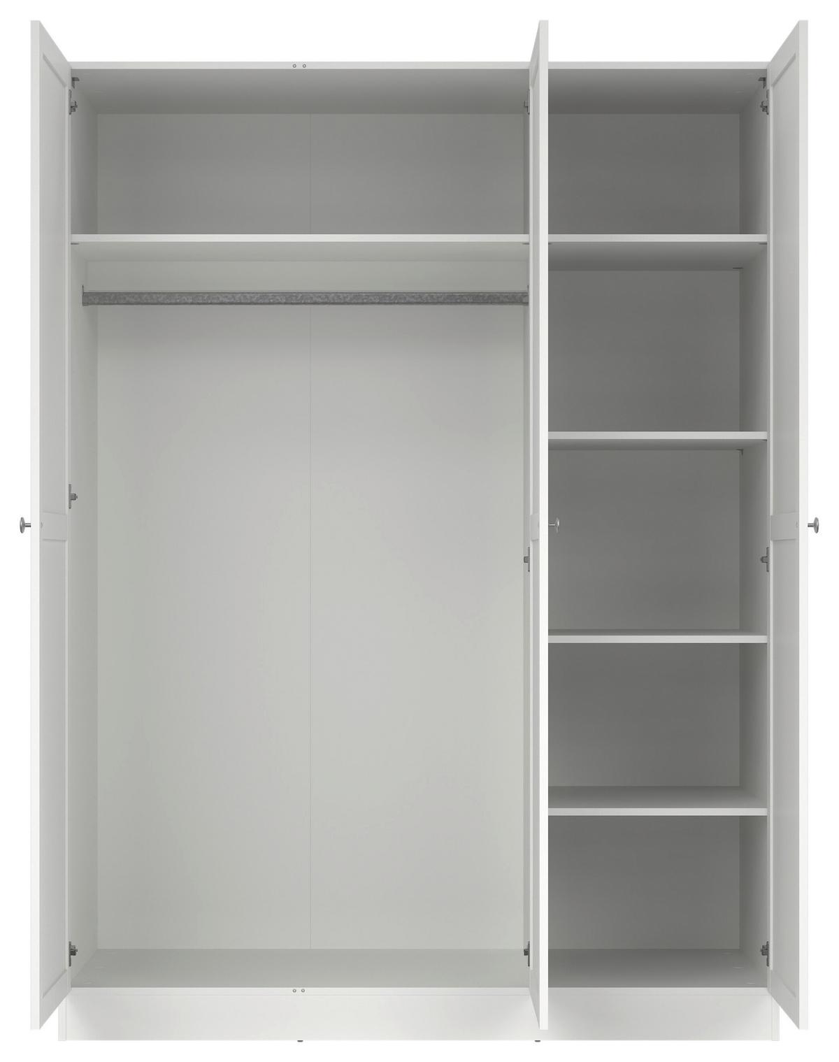 Drehtürenschrank Billund, B: 147 Cm - Weiß, MODERN, Holzwerkstoff (147/200/61,7cm) - MID.YOU