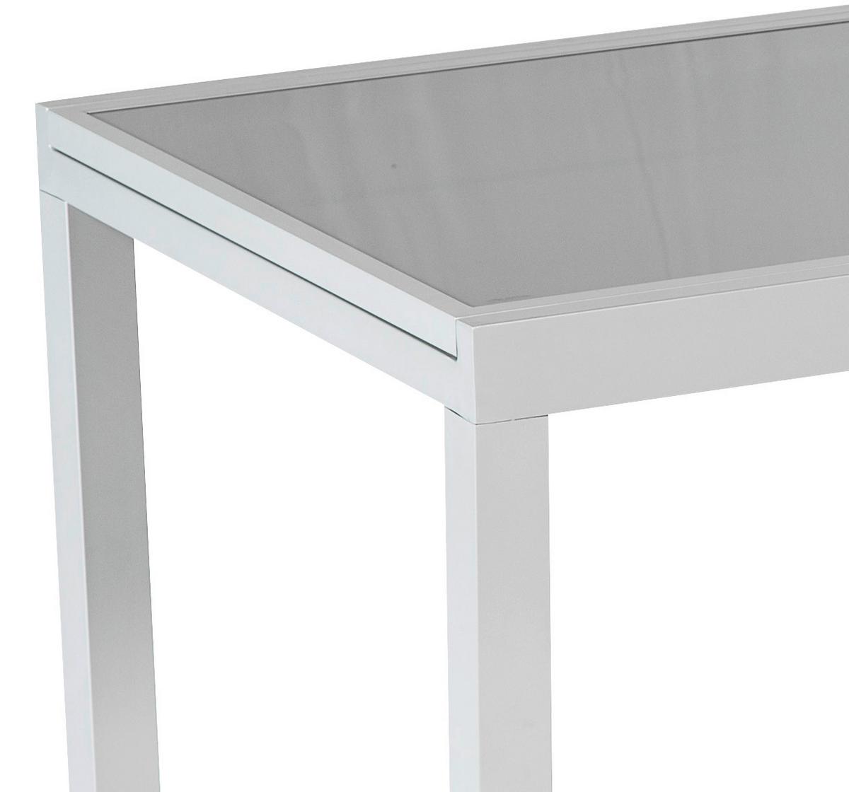 Gartengarnitur 5-Tlg. Carrara Metall/Textil/Glas - Silberfarben/Schwarz, KONVENTIONELL, Glas/Textil - Gardenson