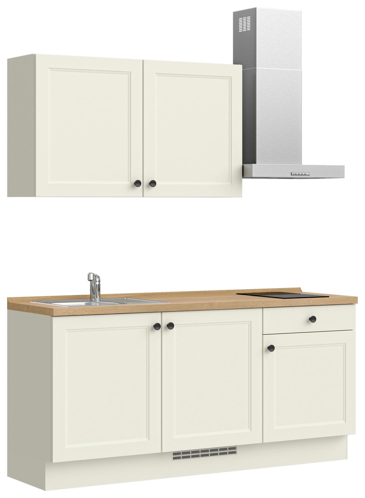 Kuchynská linka 180 cm, biela - čierna/biela, Modern, kov/kompozitné drevo (180cm) - Nobilia