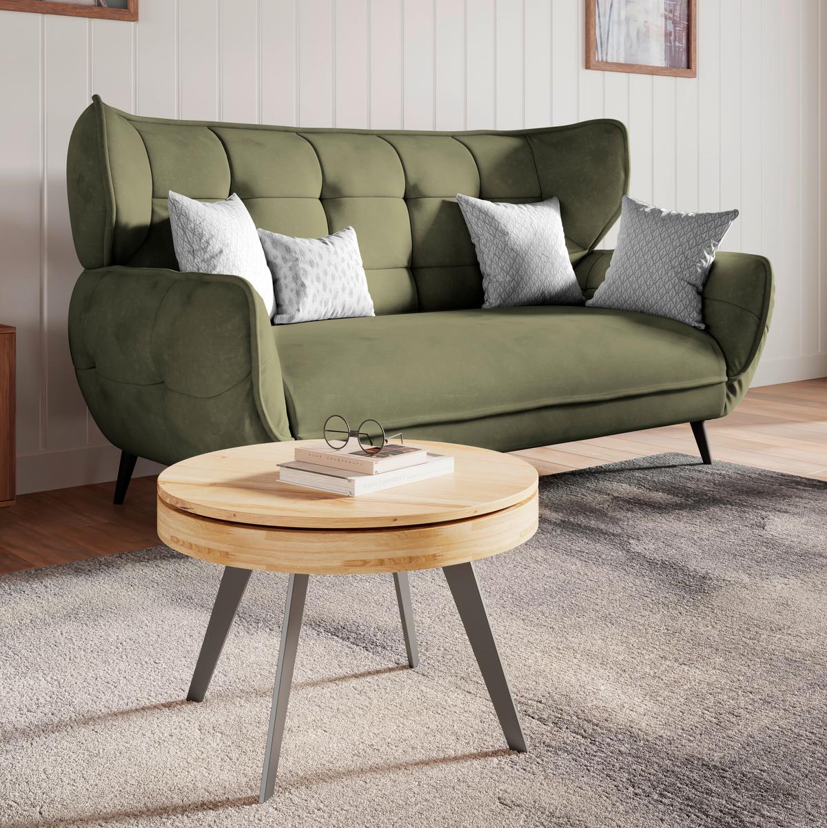 2-Sitzer-Sofa Prince - Dunkelgrün/Schwarz, MODERN, Textil (191/105/98cm)