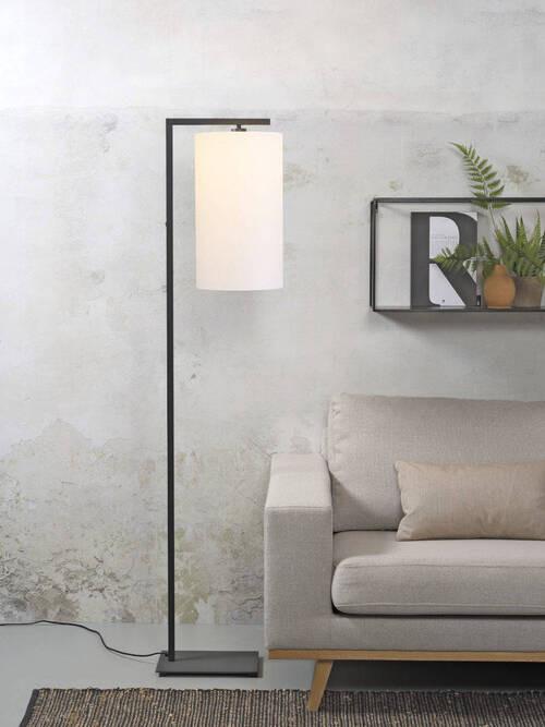 Stehlampe Boston Schwarz/ Weiß 1-Flammig - Schwarz/Weiß, Basics, Textil/Metall (35/160/35cm) - It's about Romi