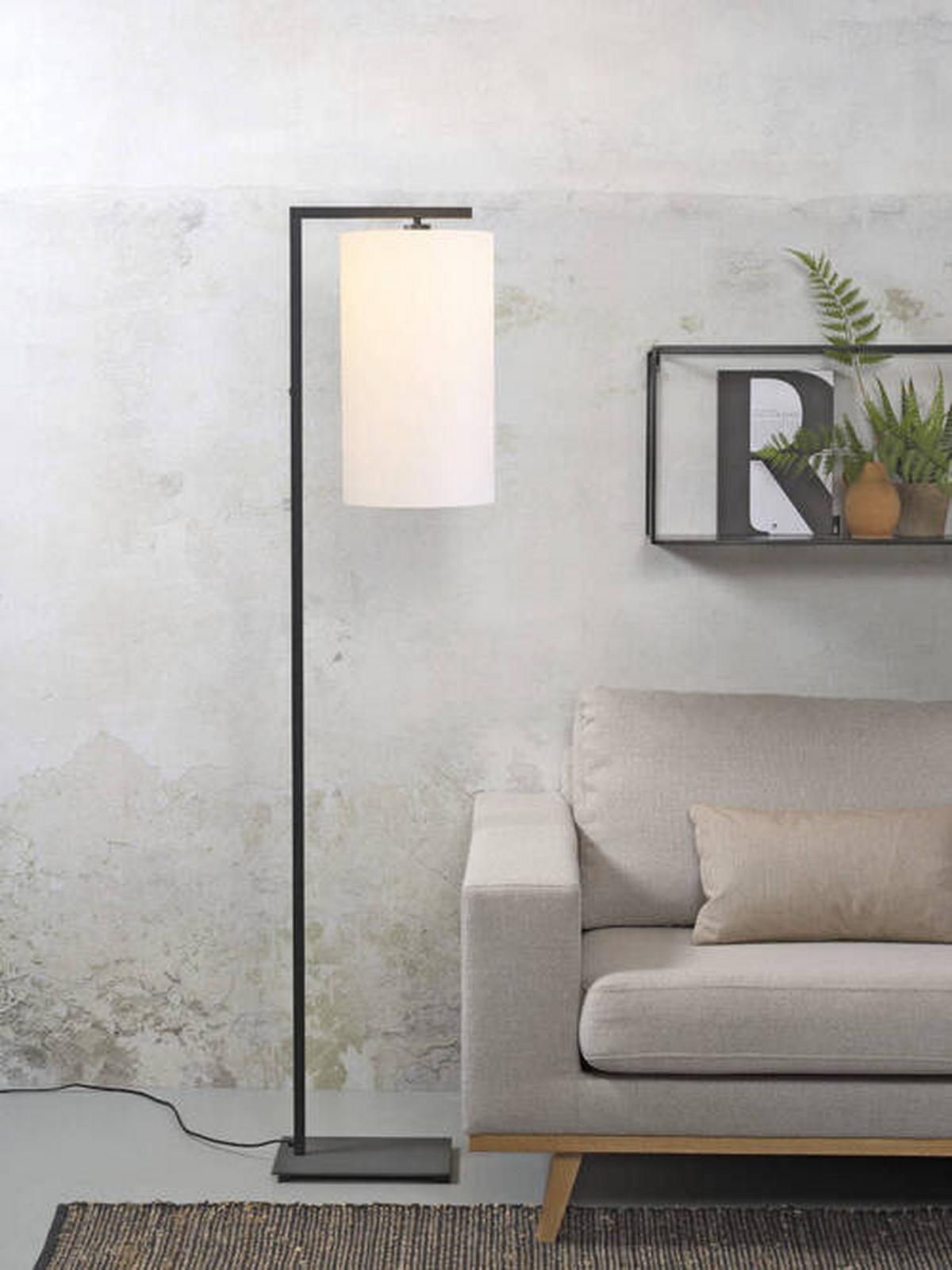 Stehlampe Boston Schwarz/ Weiß 1-Flammig - Schwarz/Weiß, Basics, Textil/Metall (35/160/35cm) - It's about Romi