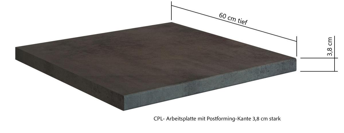Kücheninsel Liverpool Graphit/ Eiche Dekor B: 153 cm - Schieferfarben/Eiche Wotan, Basics, Holzwerkstoff (153/86/101cm) - Held