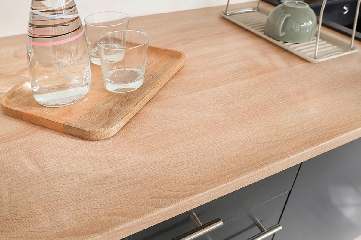 Miniküche Merle Grau/Eiche Dekor B:150cm - Eichefarben/Grau, Basics, Holzwerkstoff (150cm) - Respekta
