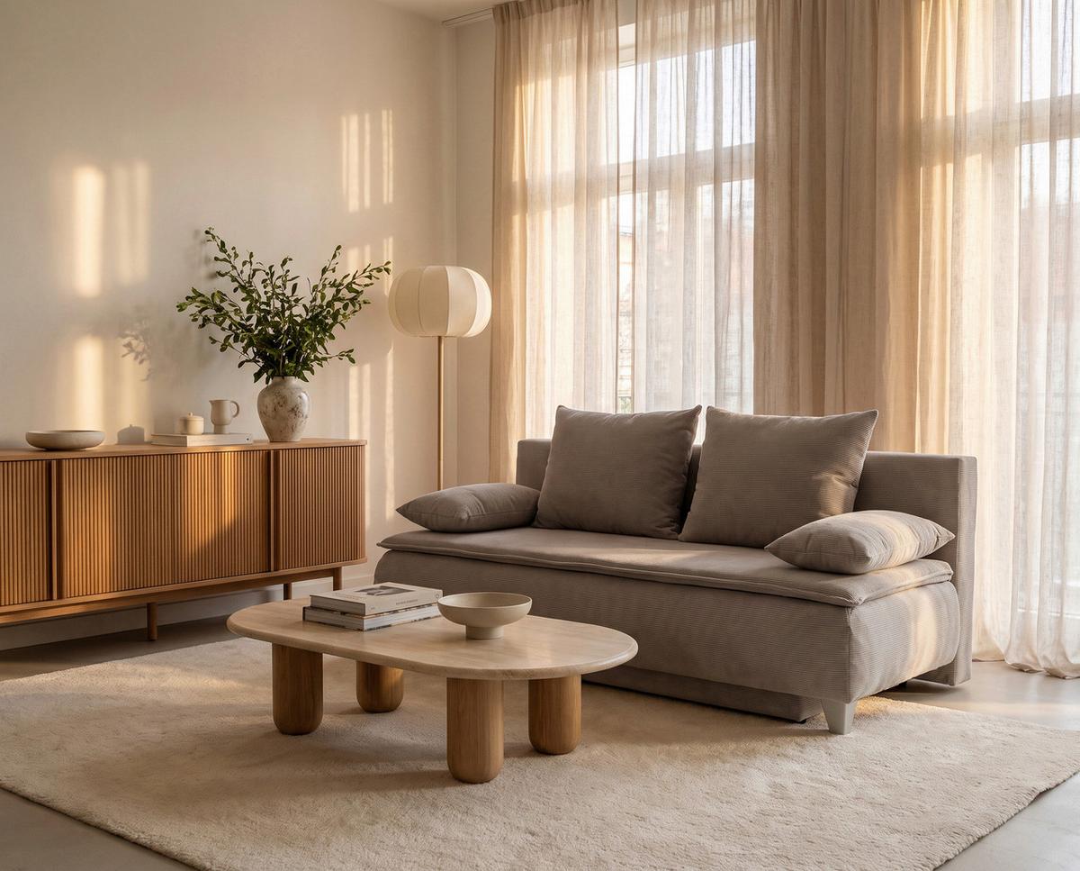 Boxspringová pohovka MONA LUX, světle šedý manšestr - světle šedá, Moderní, textil (208/100/106cm) - Mömax