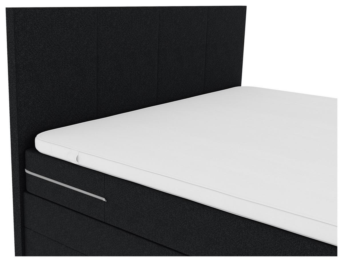 Boxspringbett mit Topper & Bettkasten 160x200 cm Messina - Chromfarben/Schwarz, KONVENTIONELL, Textil (160/200cm)