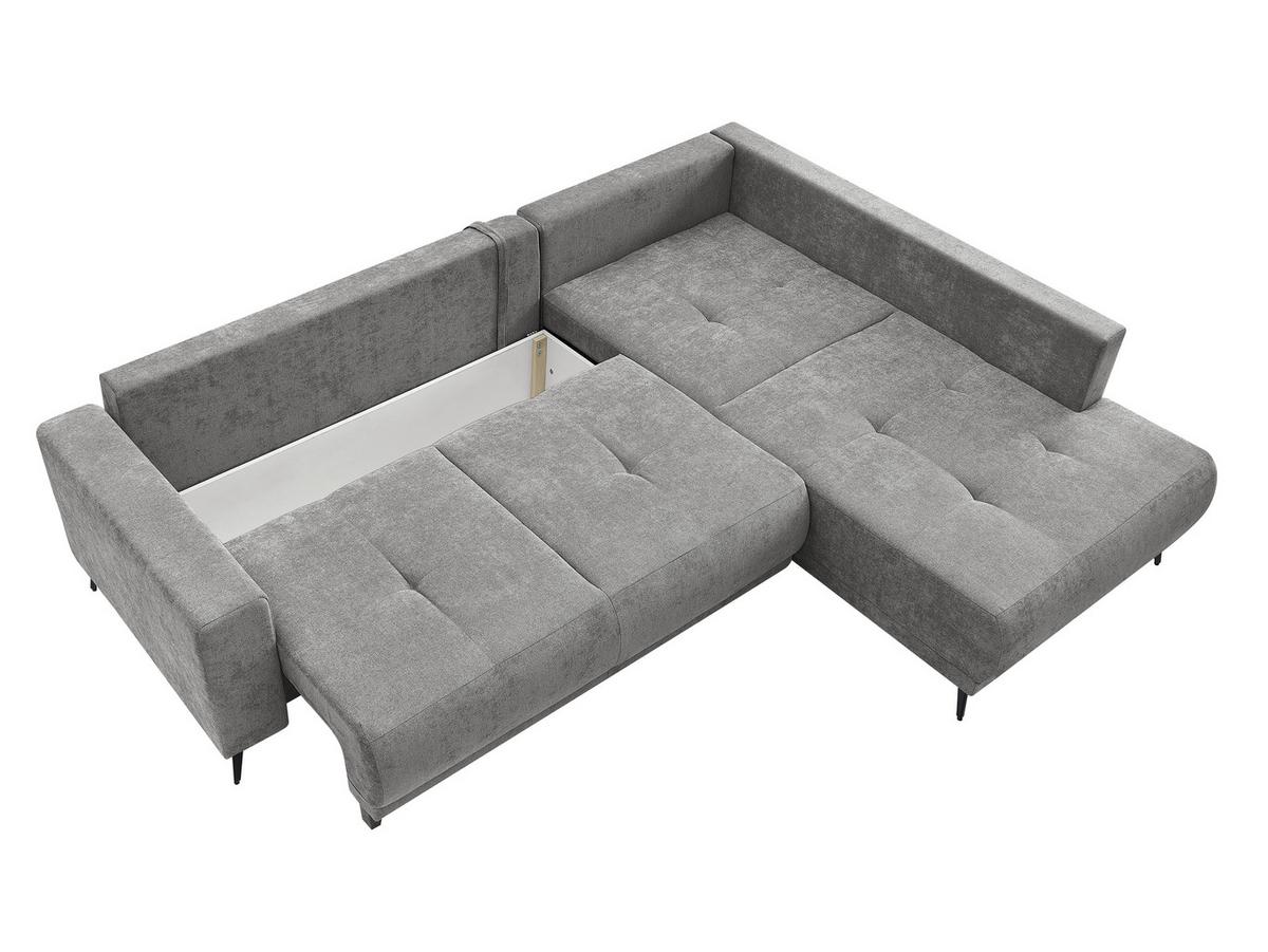 Rohová sedačka TEXAS, pravá, sivohnedý velúr - čierna/taupe, Konventionell, drevo/textil (259/203cm) - Based
