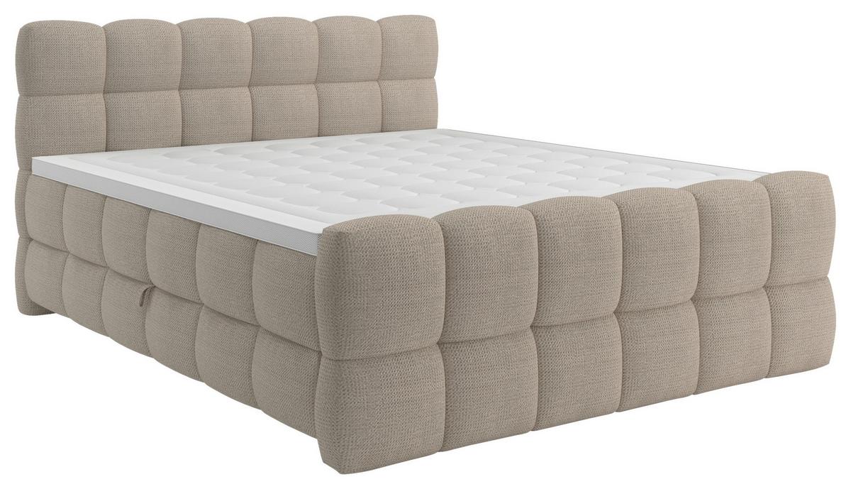 BOXSPRINGBETT inkl. Bettkasten 120x200 - Beige/Schwarz, Trend, Holz/Holzwerkstoff (120/200cm) - Sembella