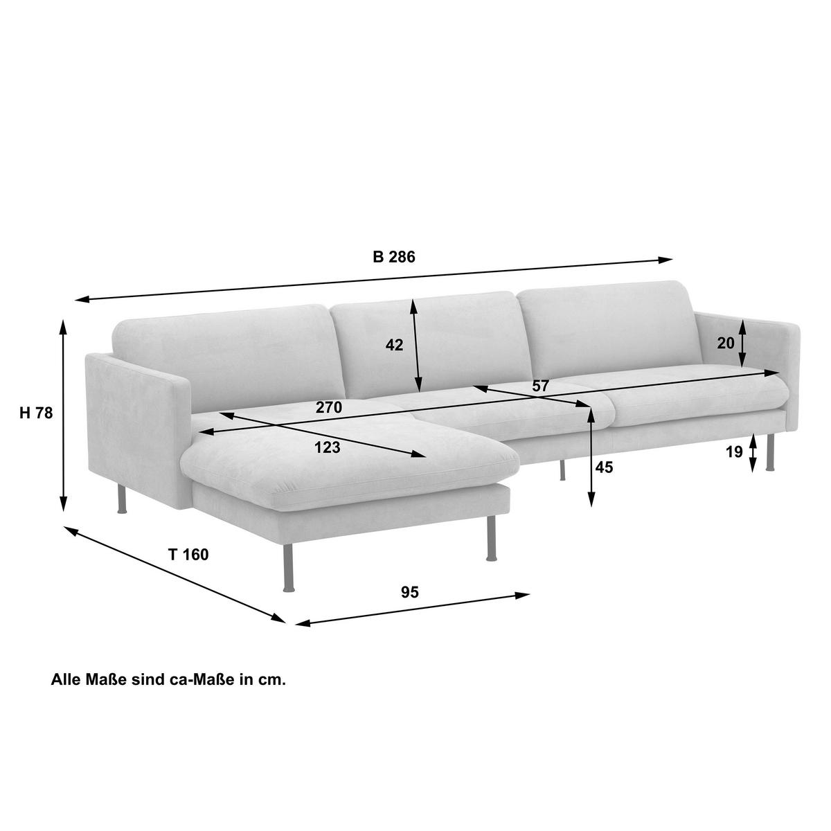 Ecksofa Nathan Rücken Echt, Beige - Beige/Schwarz, MODERN, Textil (286/78/160cm) - Max Winzer