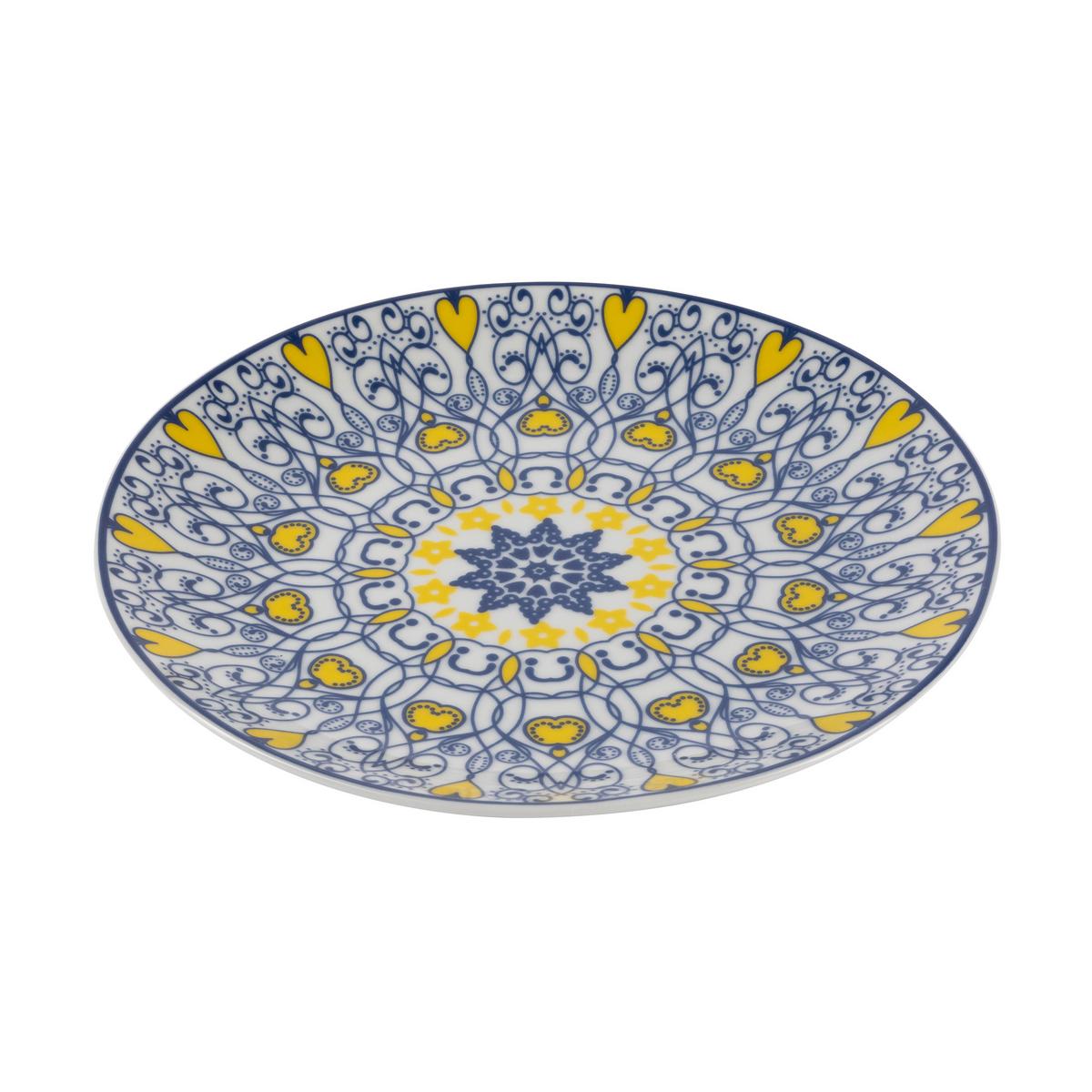 Plytký tanier Maja, Ø: 26,7cm - modrá/žltá, Lifestyle, keramika (26,7/2,7cm) - Mömax