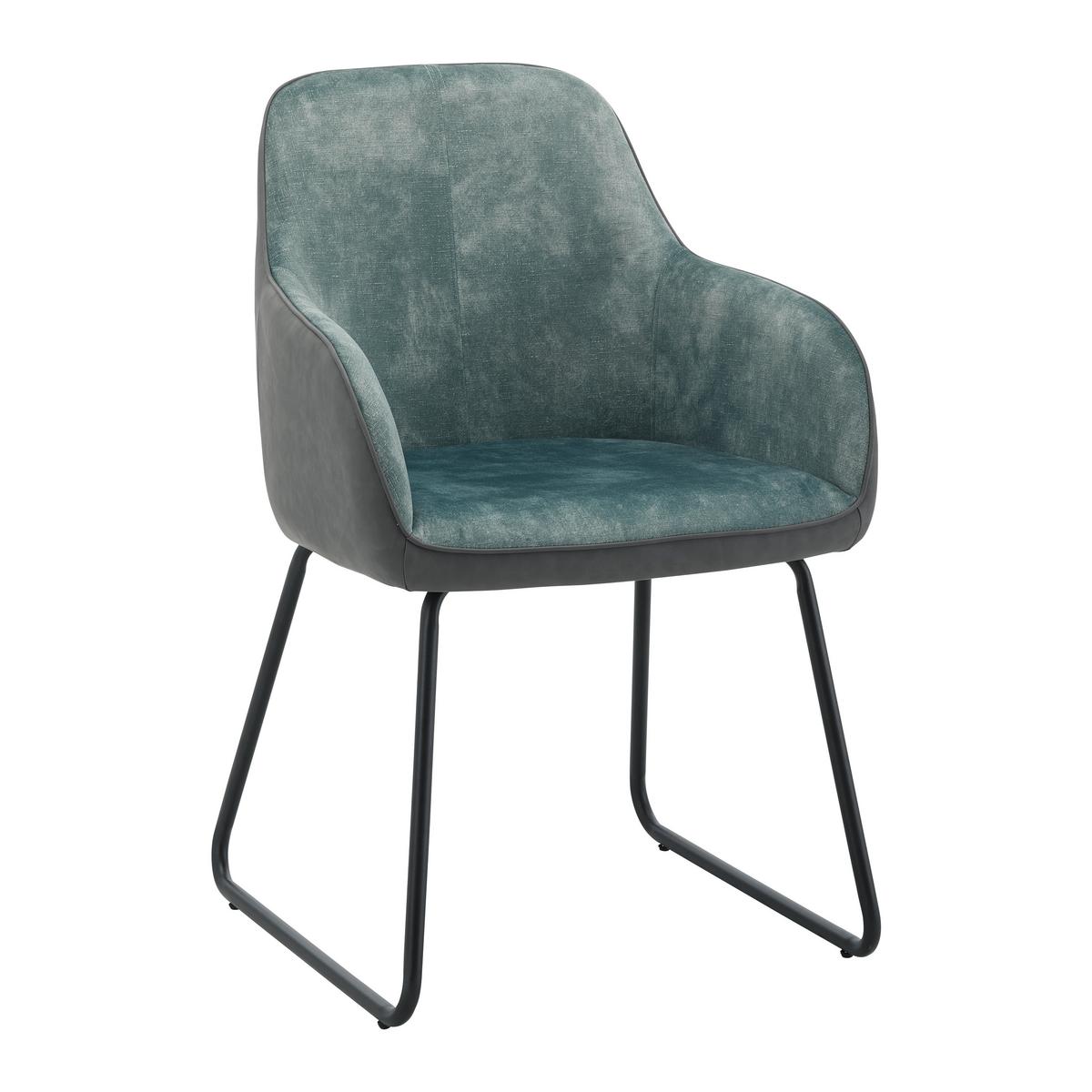 Stolička s podrúčkami DAJA zelená/sivá - čierna/sivá, Modern, kov/drevo (56/85/62cm) - Bessagi Home