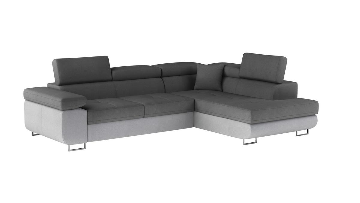Ecksofa Anton Grau, Hellgrau S: 272x203 Cm - Chromfarben/Hellgrau, Design, Textil (272/203cm) - P & B