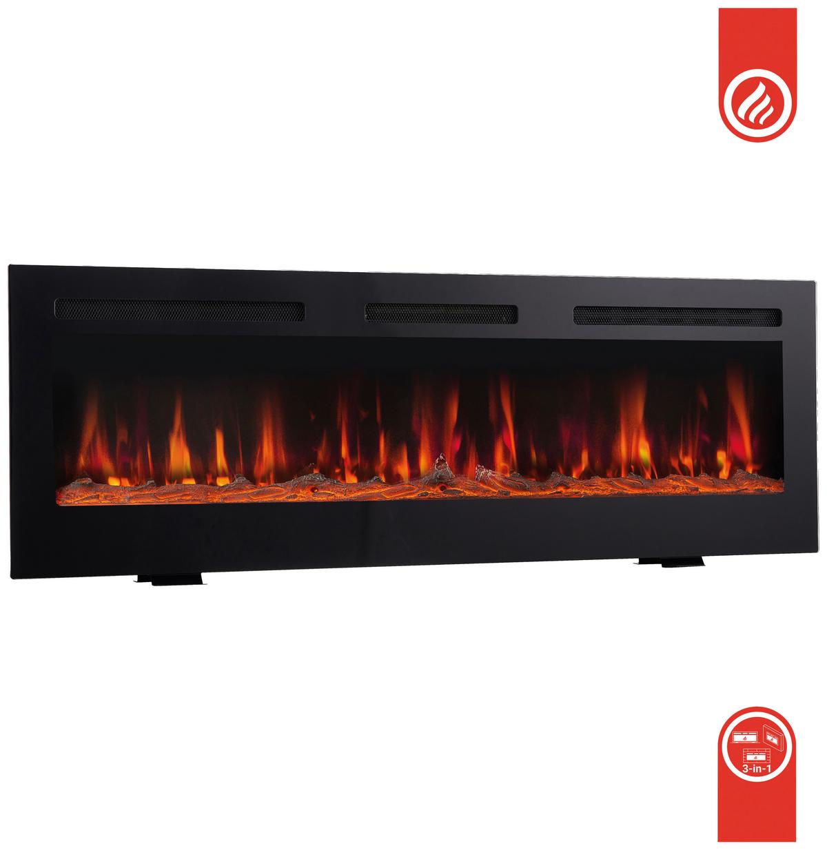 Elektrokamin Marlon - Schwarz, Basics, Glas/Metall (107,0/11,9/46,6cm)