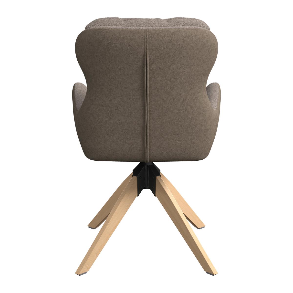 Židle s područkami Neelia, hnědá - přírodní barvy/hnědá, Moderní, kov/dřevo (71/60/94cm) - Bessagi Home