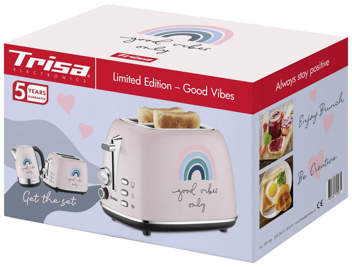 Toaster Good Vibes Mit Krümellade - Hellrosa, KONVENTIONELL, Metall (18/28/18cm) - Trisa Electronics