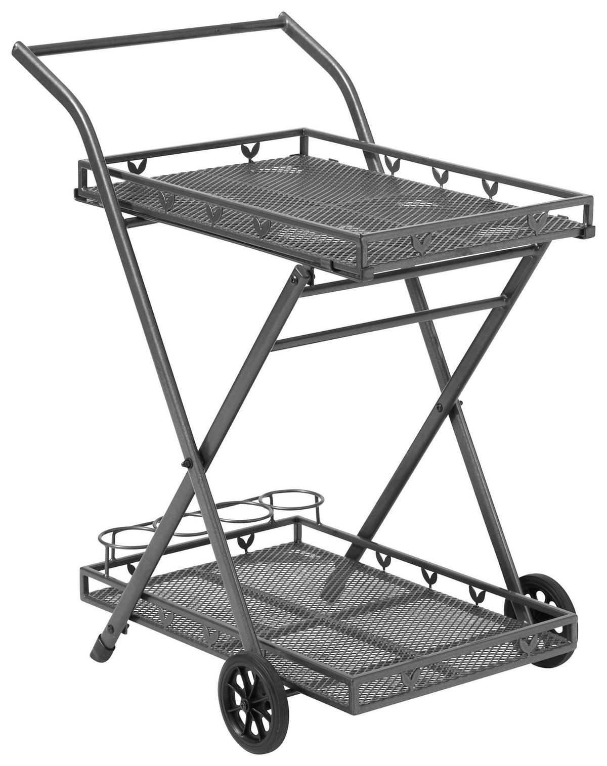 Garten-Servierwagen Toulouse 2 Ablagen Metall Grau B: 69 cm - Grau, Basics, Metall (69/54/87cm) - Gardenson