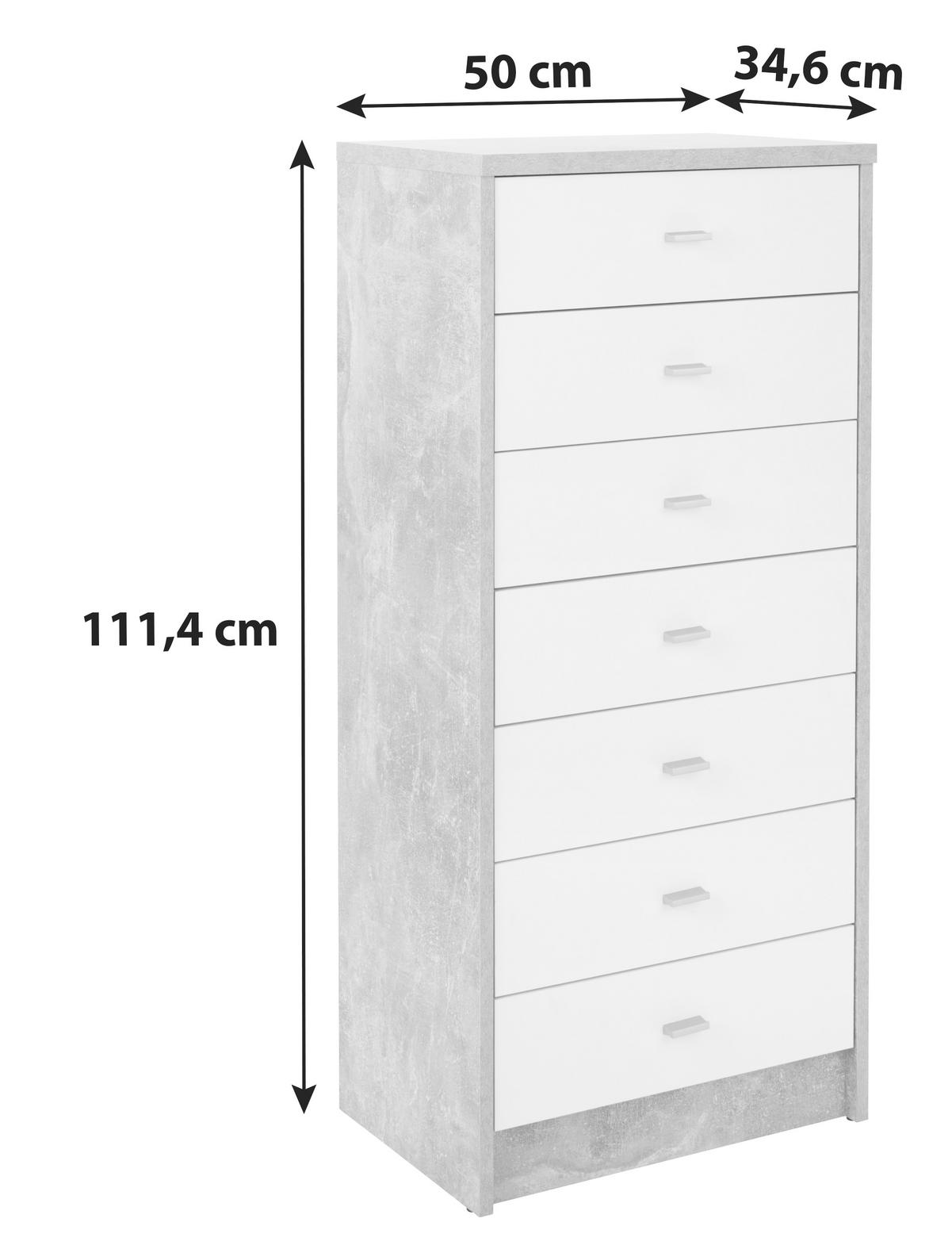 KOMODA 4-YOU NEW YUK11 - bílá/barvy dubu, Moderní, kompozitní dřevo/plast (50/111,4/34,6cm)