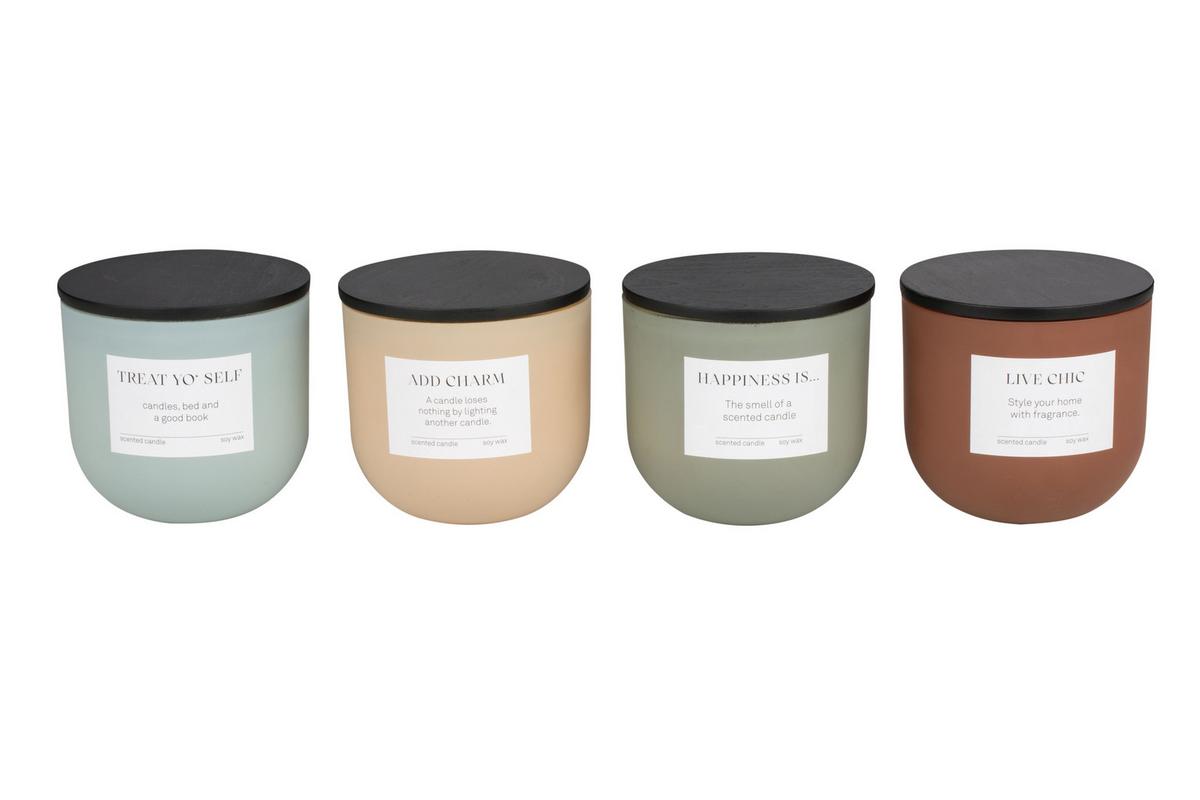 Svíčka ve skle Camilla - šedá/modrá, Moderní, přírodní materiály/sklo (10/9cm) - Mömax