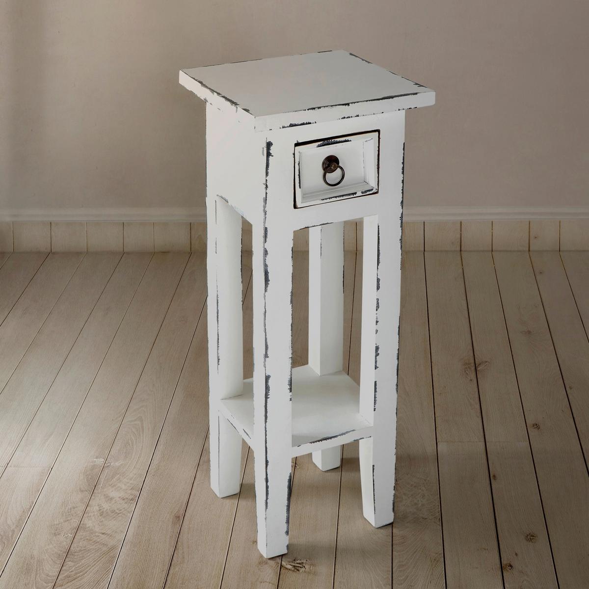 Beistelltisch Padea - Weiß, Basics, Holz (25/25/67cm) - Gardenson