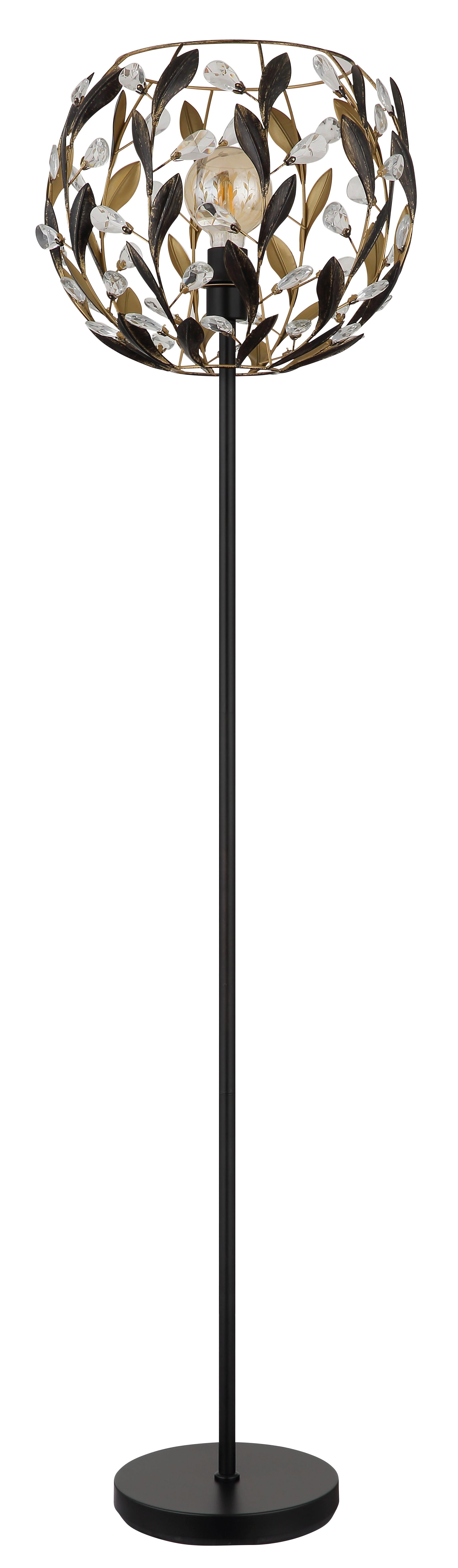 Stehleuchte Mika Klar Schwarz Goldfarben D:40cm - Klar/Goldfarben, Basics, Kunststoff/Metall (40/157cm) - Globo