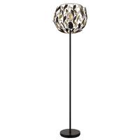 Stehleuchte Mika Klar Schwarz Goldfarben D:40cm - Klar/Goldfarben, Basics, Kunststoff/Metall (40/157cm) - Globo