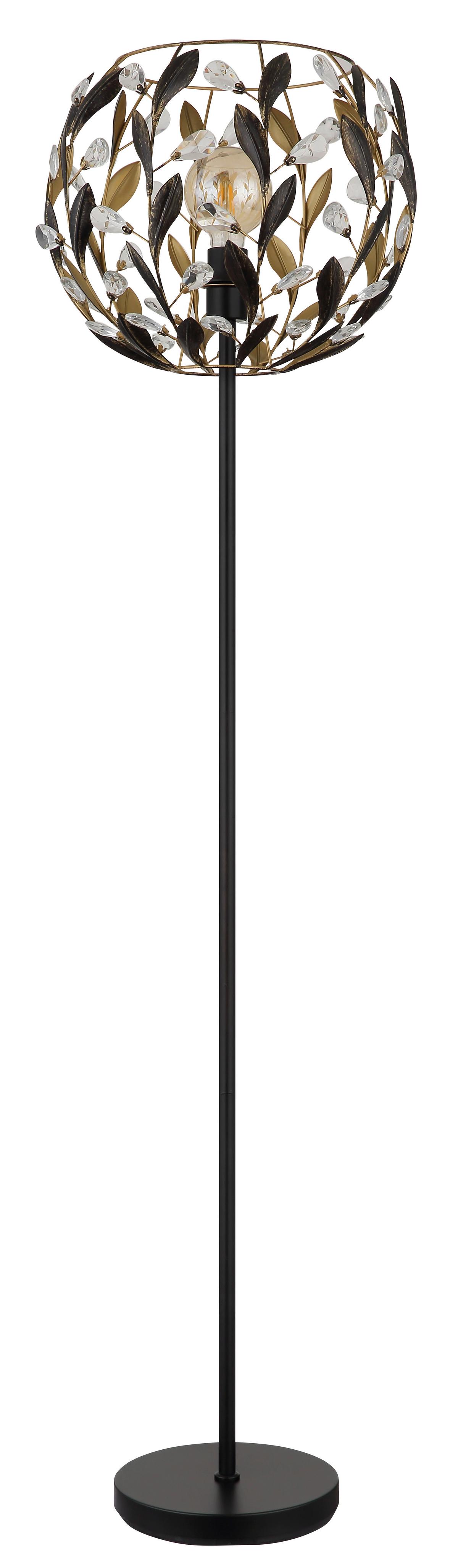 Stehleuchte Mika Klar Schwarz Goldfarben D:40cm - Klar/Goldfarben, Basics, Kunststoff/Metall (40/157cm) - Globo