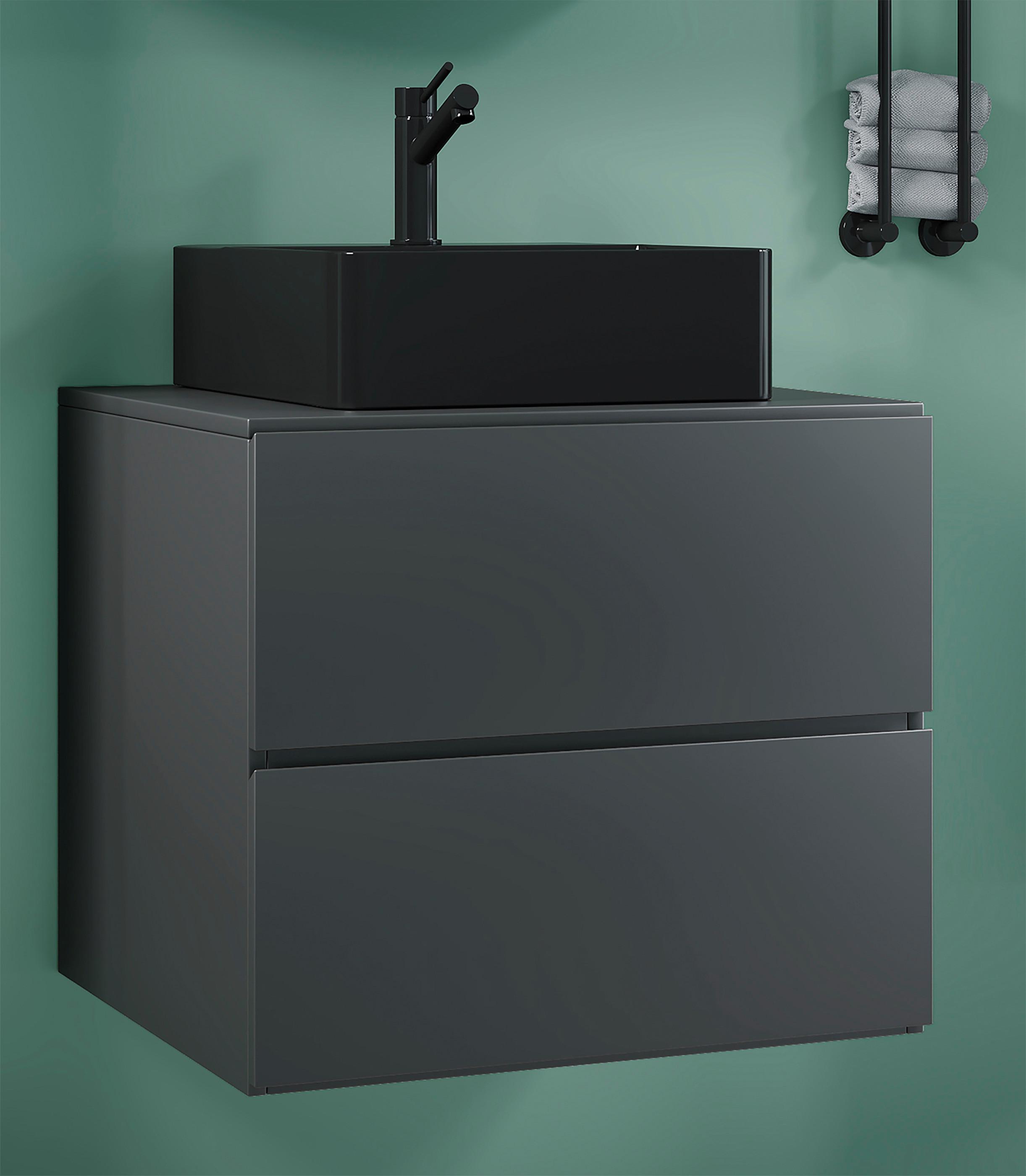 Waschtischkombi Lendas Bl S - Anthrazit, MODERN, Keramik/Holzwerkstoff (61cm) - MID.YOU
