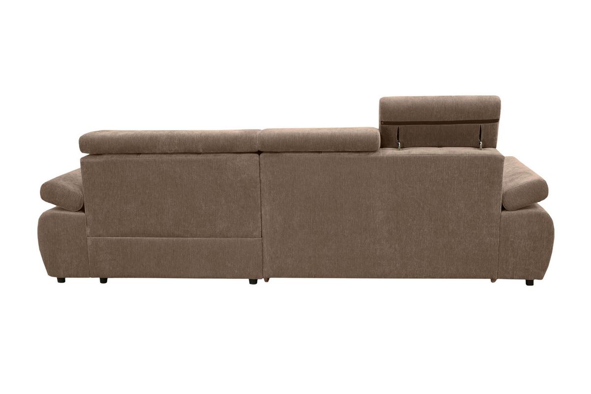 Rohová sedačka VEGAS, pravá, hnědá žinylka - černá/hnědá, Design, dřevo/textil (294/173cm)