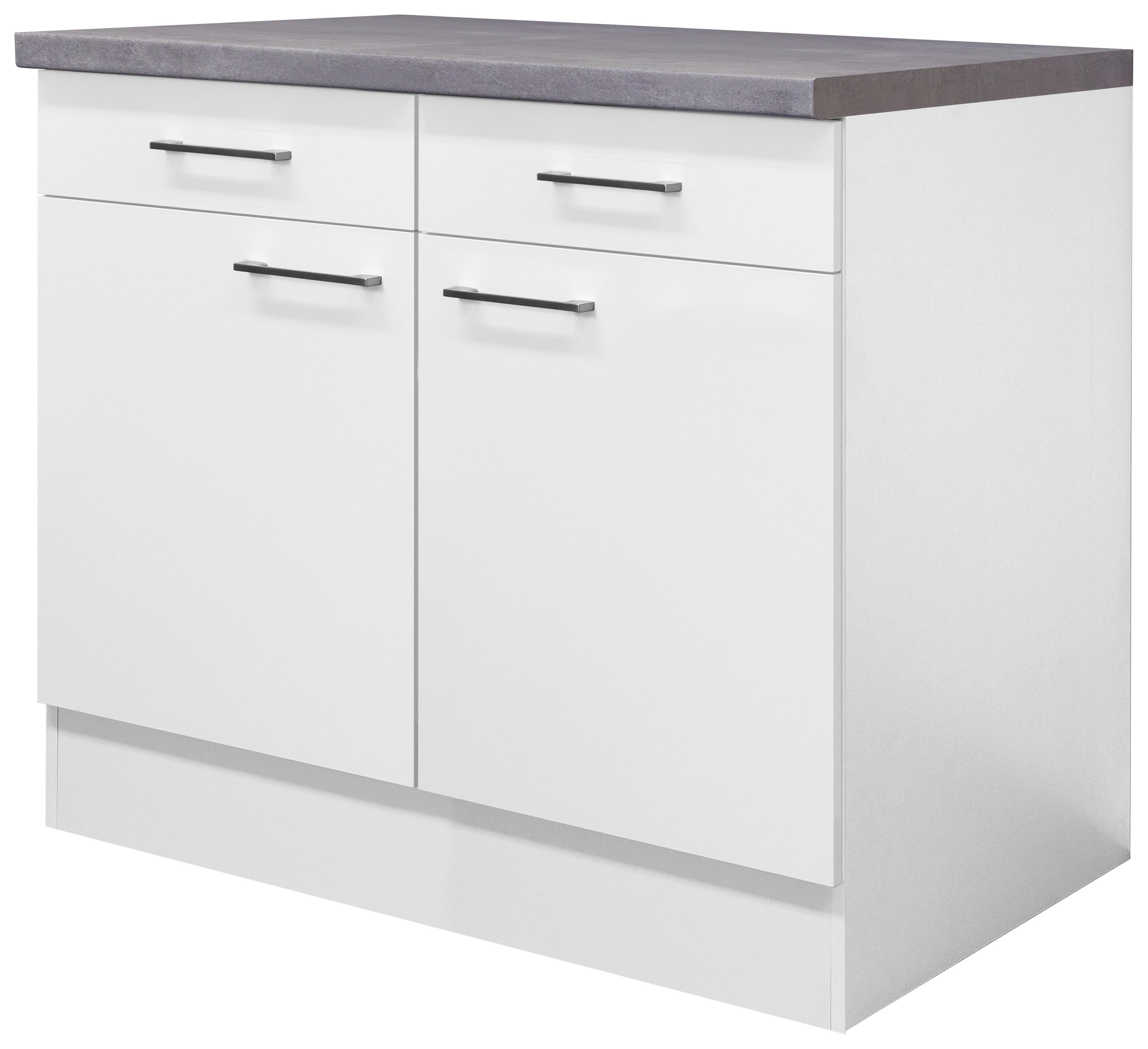 Spodná kuchynská skrinka Neo biela - biela/farba ušľachtilej ocele, Modern, kov/kompozitné drevo (100/86/60cm) - FlexWell