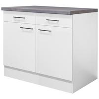 Kuchyňská spodní skříňka Neo bílá - bílá/barvy nerez oceli, Moderní, kov/kompozitní dřevo (100/86/60cm) - FlexWell