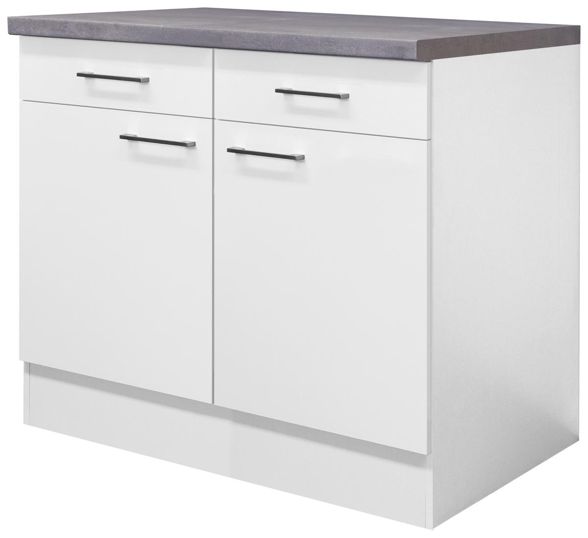 Kuchyňská spodní skříňka Neo bílá - bílá/barvy nerez oceli, Moderní, kov/kompozitní dřevo (100/86/60cm) - FlexWell