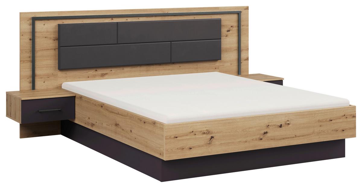 Bettanlage Bilbao Extra Eiche Artisan/Graulf:160x200cm - Eichefarben/Eiche Artisan, Design, Holzwerkstoff/Textil (160/200cm) - Rauch Möbel