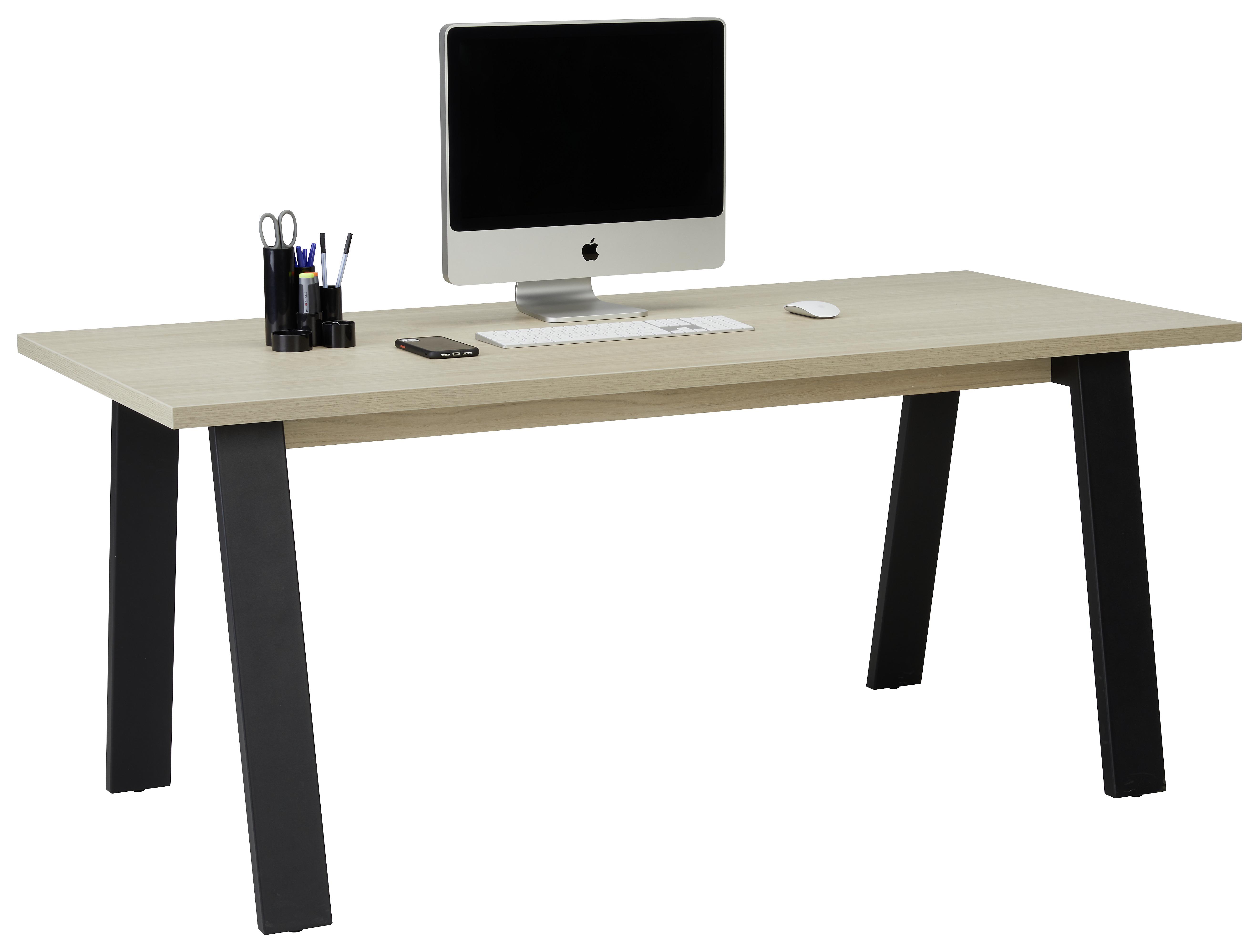 Psací Stůl V Černé/barvy Dubu - černá/barvy dubu, Moderní, kov/kompozitní dřevo (172/75/80cm) - Modern Living
