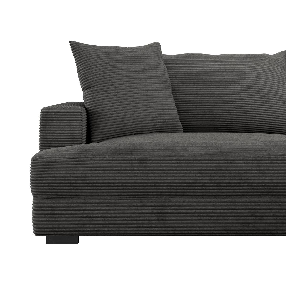 Rohová sedačka PELLE, pravá, šedý manšestr - šedá/černá, Moderní, textil (265/180cm)