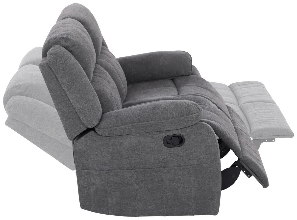 2-Sitzer-Sofa + Relaxfunktion Chester Grau B: 153 cm - Schwarz/Grau, Basics, Textil (153/101/90cm) - P & B